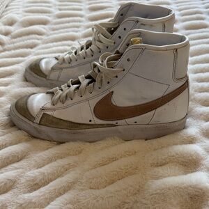 Nike Blazer White High-Top Sneakers with light pink Swoosh